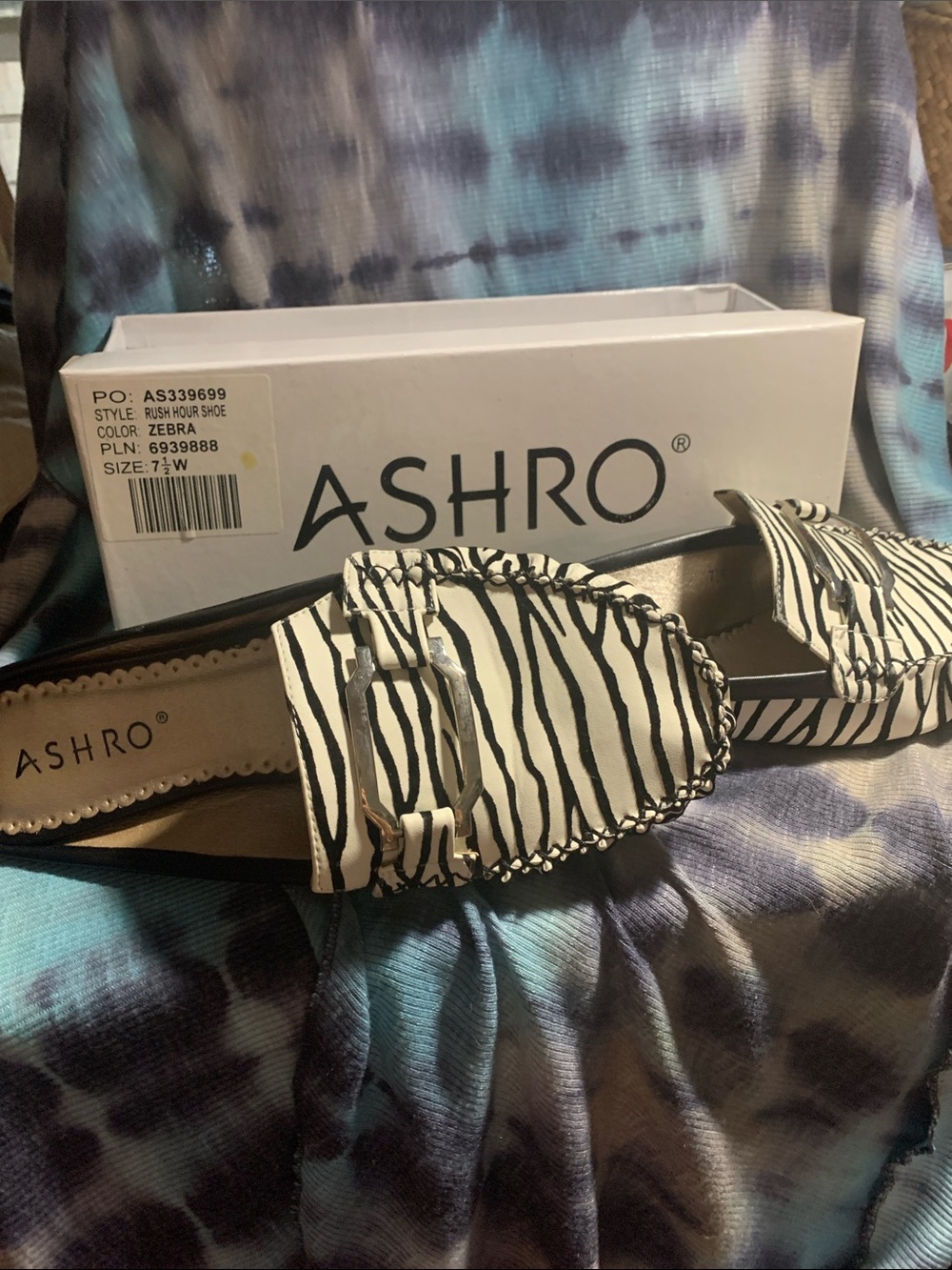 Ashro Zebra Print Mules Sz 7 1/2 W